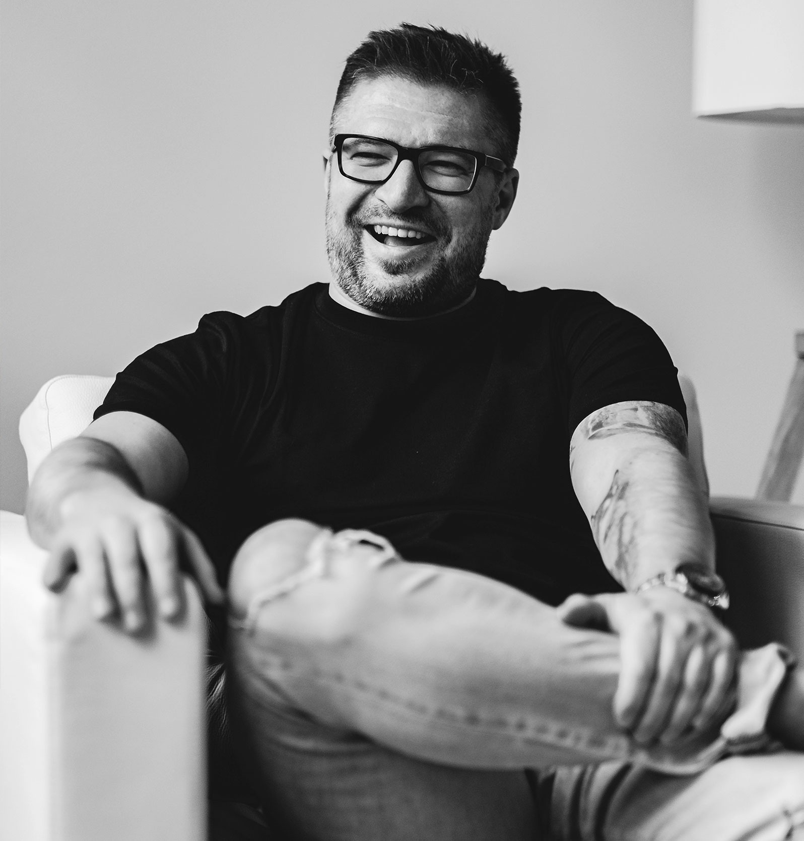 Man with Glasses Laughing